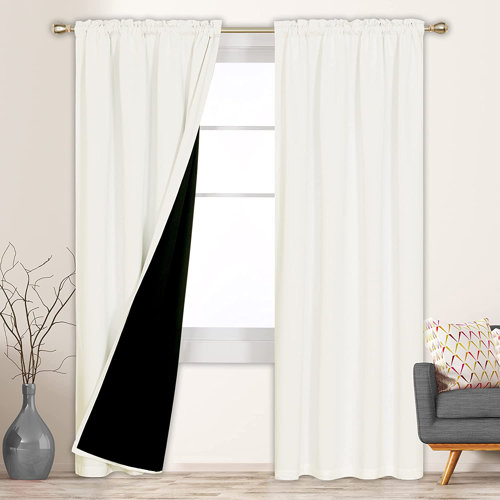 Deconovo 100 Percent Blackout with Liner Rod Pocket Curtain Panel Pair (Set of 2)